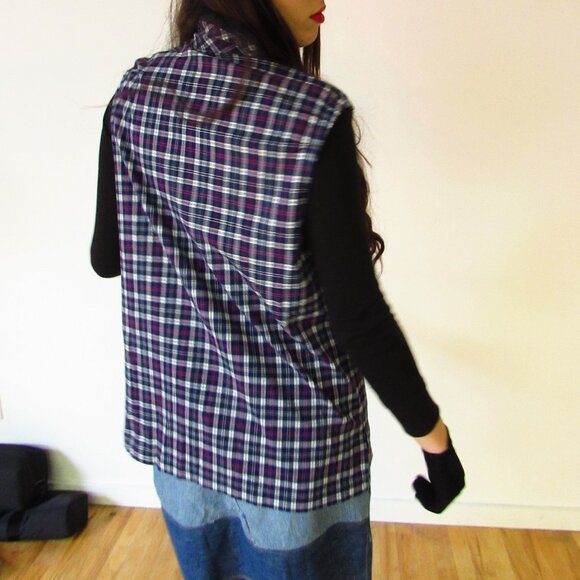 Chekered Vest , vintage sleevless vest - Picture 2 of 4